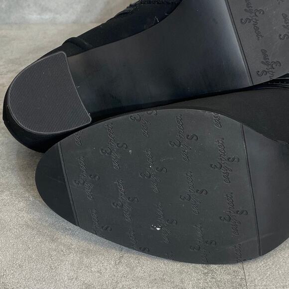 EASY STREET Black Suede Berit Almond-Toe Slip-On Block Heel Booties SZ 9 - Picture 6 of 9